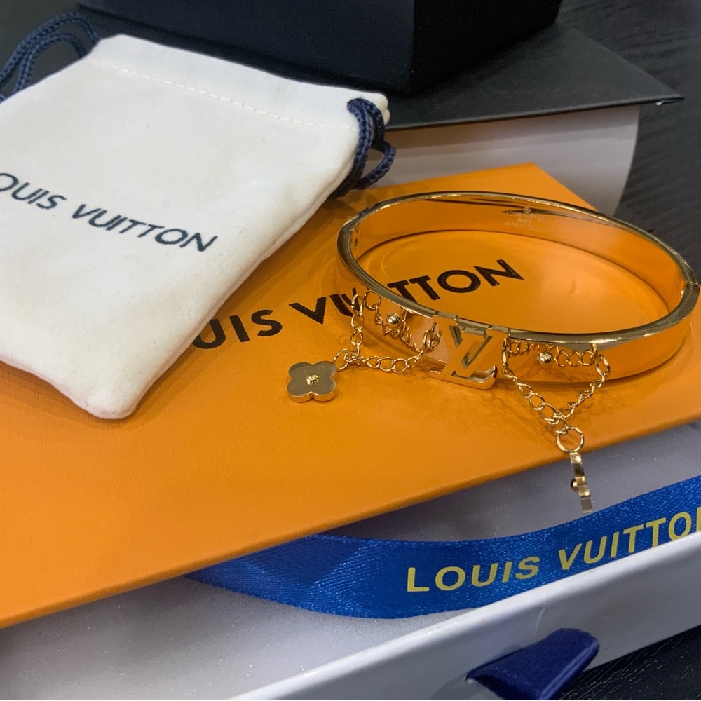 Louis Vuitton Gold Chain Charm Bangle Bracelet